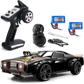 GoolRC RC Drift Car, 1:16 Scale Remote Control Car, 4WD 35KM/H High Speed Racing Car, 2.4GHz RC Drifting Car for Adults with Cool LED Lights, Extra Drift Tires and 2 Batteries (Red) in Kuwait