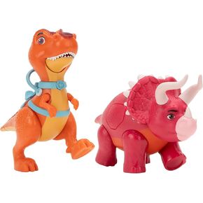 Dino Ranch Deluxe Dino 2-Pack - Features Biscuit, a 5-Inch Toy T-Rex, and Angus, a 4-Inch Toy Triceratops - for Kids Featuring Your Favorite Pre-Westoric Ranchers in Kuwait