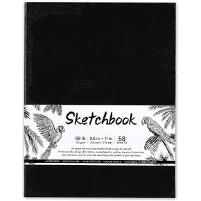 Sketchbook - Hardcover Sketch Pad, 8.5" x 11", Durable Sketch Book for Professional Kids, Adults, Artists and Amateurs, 68 lb/110 GSM, 58 Sheets, Use with Pens, Pencils, Sketching Stick