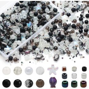 Round Glass Beads Bracelets Making Kit, 8mm 760pcs Mixed Red Color Crystal Beads for Jewelry Making with Seed Beads, Assorted Beads Assortment for DIY Jewelry and Creative Crafts