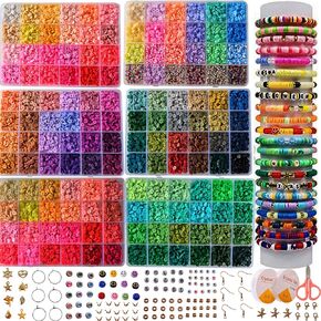 XMZCOLA Clay Beads for Bracelets Making Kit, 18800 Pcs 144 Colors 6mm Flat Polymer Heishi Beads Kit, Jewelry Making Supplies Beads,Crafts Gifts Set for Girls Teens Age 5-12 (144colors)