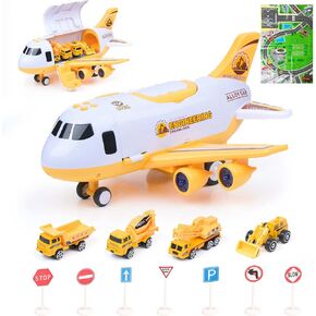 ألعاب طائرة TOYTHRILL لعمر 3 سنوات مع سيارات لعبة - طائرة لعبة للأطفال الصغار مع تأثير رذاذ نفاث LED وامض، سجادة لعب، أضواء وأصوات - مجموعة ألعاب طائرة شحن للأولاد والبنات بعمر 3 سنوات فما فوق in Kuwait