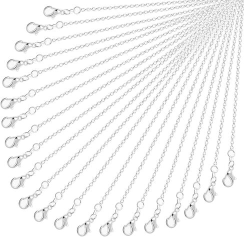 36 Pack Chain Necklace Bulk for Jewelry Making, Cridoz Necklace Jewelry Chains Silver Plated Necklace Chains for Necklace Jewelry Making, 1.2 mm (18 Inches) in Kuwait
