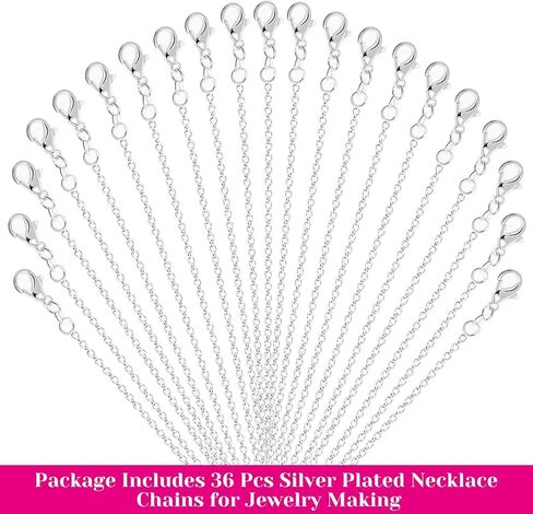 36 Pack Chain Necklace Bulk for Jewelry Making, Cridoz Necklace Jewelry Chains Silver Plated Necklace Chains for Necklace Jewelry Making, 1.2 mm (18 Inches) in Kuwait