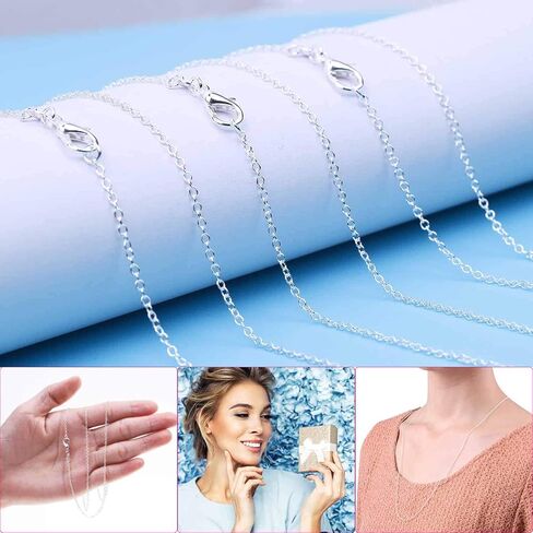 36 Pack Chain Necklace Bulk for Jewelry Making, Cridoz Necklace Jewelry Chains Silver Plated Necklace Chains for Necklace Jewelry Making, 1.2 mm (18 Inches) in Kuwait