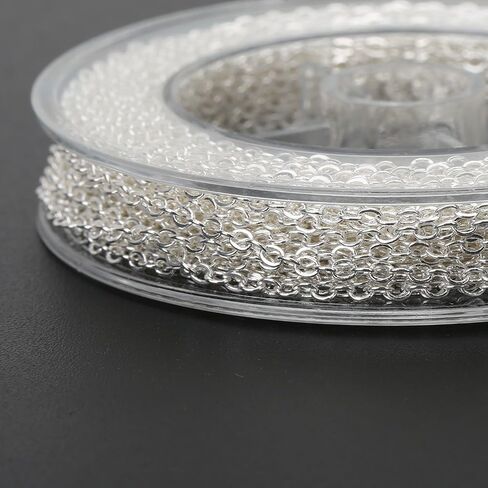 33Feet 1.5MM Stainless Steel Cable Chain Roll with 20 Lobster Clasps and 50 Open Jump Rings Supplies for Jewelry Making in Kuwait