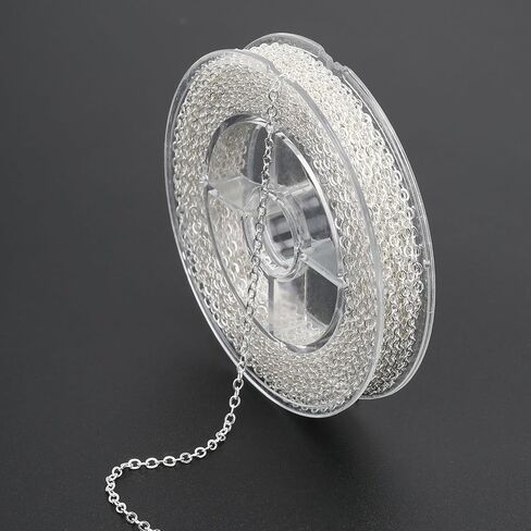 33Feet 1.5MM Stainless Steel Cable Chain Roll with 20 Lobster Clasps and 50 Open Jump Rings Supplies for Jewelry Making in Kuwait