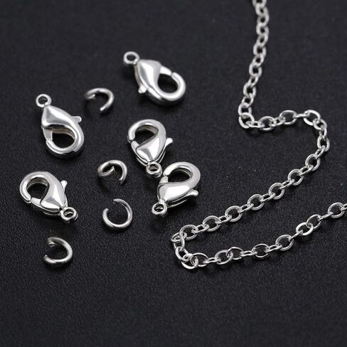 33Feet 1.5MM Stainless Steel Cable Chain Roll with 20 Lobster Clasps and 50 Open Jump Rings Supplies for Jewelry Making in Kuwait