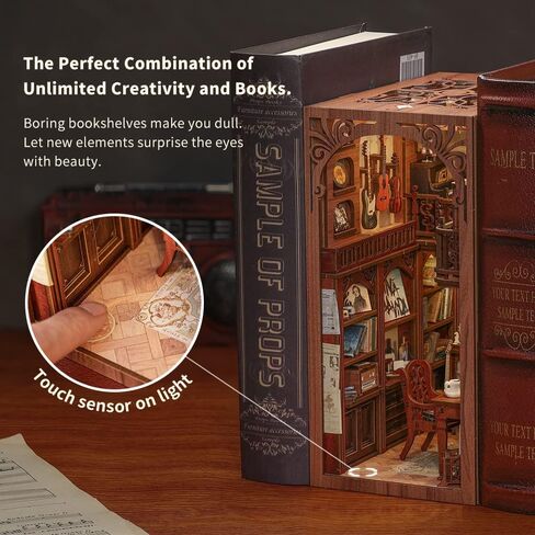 Fsolis DIY Book Nook Kit، 3D خشبية لغز الدفتين DIY مصغرة دمية كيت كتاب ديكور Booknook رف الكتب إدراج كتاب Nooks كتاب Nook أطقم للبالغين (SZ03) in Kuwait
