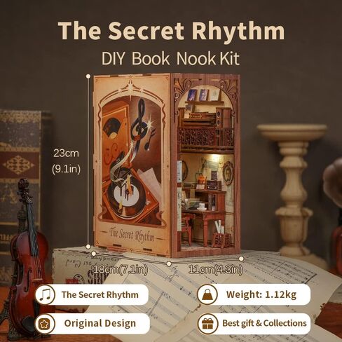 Fsolis DIY Book Nook Kit، 3D خشبية لغز الدفتين DIY مصغرة دمية كيت كتاب ديكور Booknook رف الكتب إدراج كتاب Nooks كتاب Nook أطقم للبالغين (SZ03) in Kuwait