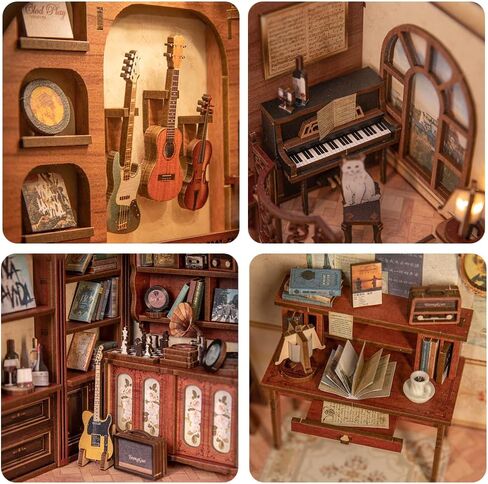 Fsolis DIY Book Nook Kit، 3D خشبية لغز الدفتين DIY مصغرة دمية كيت كتاب ديكور Booknook رف الكتب إدراج كتاب Nooks كتاب Nook أطقم للبالغين (SZ03) in Kuwait