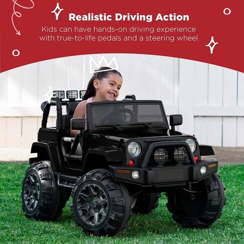 Best Choice Products Kids 12V Ride On Truck, Battery Powered Toy Car w/Spring Suspension, Remote Control, 3 Speeds, LED Lights, Bluetooth - Pink in Saudi Arabia