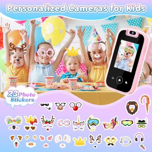 MAVREC Kids هاتف ذكي للفتيات 3 4 5 6 سنوات، كاميرا قابلة للدوران 180 درجة ألعاب هاتف للأطفال مع بطاقة SD سعة 32 جيجابايت، مشغل موسيقى MP3، هدايا عيد ميلاد للأطفال الصغار هاتف تشغيل بشاشة تعمل باللمس للفتيات من سن 3 إلى 8 سنوات، وردي in Kuwait