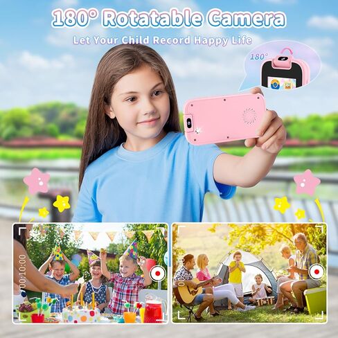 MAVREC Kids هاتف ذكي للفتيات 3 4 5 6 سنوات، كاميرا قابلة للدوران 180 درجة ألعاب هاتف للأطفال مع بطاقة SD سعة 32 جيجابايت، مشغل موسيقى MP3، هدايا عيد ميلاد للأطفال الصغار هاتف تشغيل بشاشة تعمل باللمس للفتيات من سن 3 إلى 8 سنوات، وردي in Kuwait