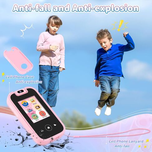 MAVREC Kids هاتف ذكي للفتيات 3 4 5 6 سنوات، كاميرا قابلة للدوران 180 درجة ألعاب هاتف للأطفال مع بطاقة SD سعة 32 جيجابايت، مشغل موسيقى MP3، هدايا عيد ميلاد للأطفال الصغار هاتف تشغيل بشاشة تعمل باللمس للفتيات من سن 3 إلى 8 سنوات، وردي in Kuwait