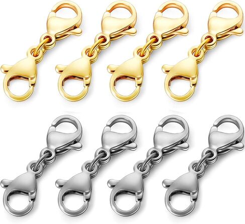 OHINGLT Double Lobster Clasp Necklace Extender Connector Bracelet Extension, Gold and Silver Lobster Claw Clasps for DIY Jewelry Making in Saudi Arabia