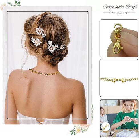 OHINGLT Double Lobster Clasp Necklace Extender Connector Bracelet Extension, Gold and Silver Lobster Claw Clasps for DIY Jewelry Making in Saudi Arabia