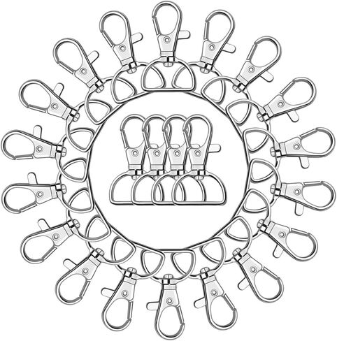 Swivel Clasp Hooks, Anezus 80Pcs Key Chain Clip Hooks, D Ring Clip Lanyard Hardware for Keychain Making, Lanyard Making, Purse Hardware, DIY Craft (1" Inside Width) in Saudi Arabia