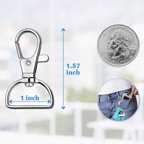 Swivel Clasp Hooks, Anezus 80Pcs Key Chain Clip Hooks, D Ring Clip Lanyard Hardware for Keychain Making, Lanyard Making, Purse Hardware, DIY Craft (1" Inside Width) in Saudi Arabia