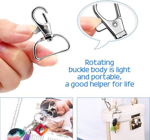 Swivel Clasp Hooks, Anezus 80Pcs Key Chain Clip Hooks, D Ring Clip Lanyard Hardware for Keychain Making, Lanyard Making, Purse Hardware, DIY Craft (1" Inside Width) in Saudi Arabia