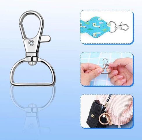 Swivel Clasp Hooks, Anezus 80Pcs Key Chain Clip Hooks, D Ring Clip Lanyard Hardware for Keychain Making, Lanyard Making, Purse Hardware, DIY Craft (1" Inside Width) in Saudi Arabia