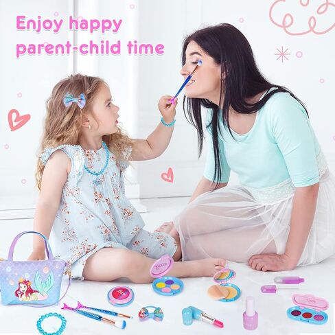 مجموعات مكياج Loyo Girls Pretend Play، مجموعات مكياج وهمية مع حقيبة مستحضرات تجميل لهدايا عيد ميلاد الفتيات الصغيرات، مجموعة مكياج ألعاب مستحضرات التجميل للأطفال للفتيات الصغيرات بعمر 3 و4 و5 (ليست مكياج حقيقي) in Kuwait