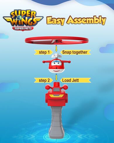 Super Wings High Flying Jett, Airplane Toy Figure & Launcher, Fly Over 20 Feet, Toys for 3+ Years Old Boys and Girls, Best Birthday Gifts for Kids in Saudi Arabia