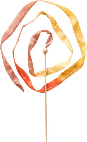 Sarah's Silks Boho Rainbow Streamer - 8' Long Ribbon Wand for Kids, Pretend Play, Dance, Baton Stick Twirling, and Gymnastics Party Favors | 100% Silk and Wood Montessori and Waldorf Toys in Kuwait