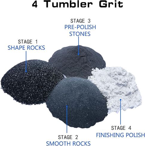 مجموعة كاملة من Rock Tumbler Grit 4 خطوات، إجمالي 3 أرطال، يمكنها تلميع ما يصل إلى 20 رطلاً من الصخور، وسائط تلميع الصخور لأي علامة تجارية Rock Tumbler، ملمع الصخور، ملمع الحجر in Kuwait