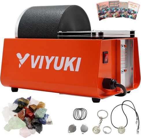 VIYUKI Christmas Professional Electric Kids Rock Stone Tumbler Kit 3LB Rock Polisher - طقم بهلوان صخري كامل مع بهلوان متين وصخور وحصباء ومجموعة العلوم الجذعية التعليمية للأطفال من جميع الأعمار in Kuwait