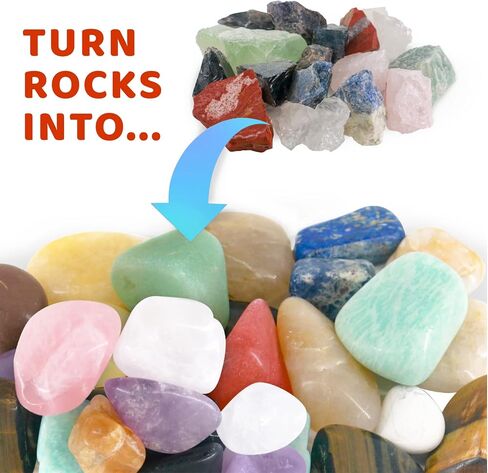 VIYUKI Christmas Professional Electric Kids Rock Stone Tumbler Kit 3LB Rock Polisher - طقم بهلوان صخري كامل مع بهلوان متين وصخور وحصباء ومجموعة العلوم الجذعية التعليمية للأطفال من جميع الأعمار in Kuwait