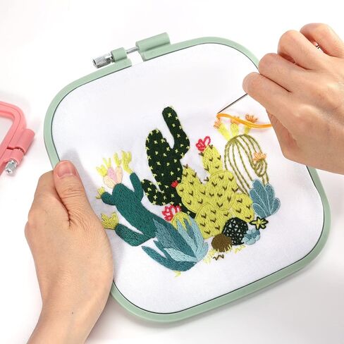 Aoibrloy 5 Sizes Square Embroidery Hoop with 16 Pieces Needle, ABS Plastic Multicolor Cross Stitch Hoop for Cross Stitch, DIY Embroidery Project, 2.8 Inch-9.8 Inch in Kuwait