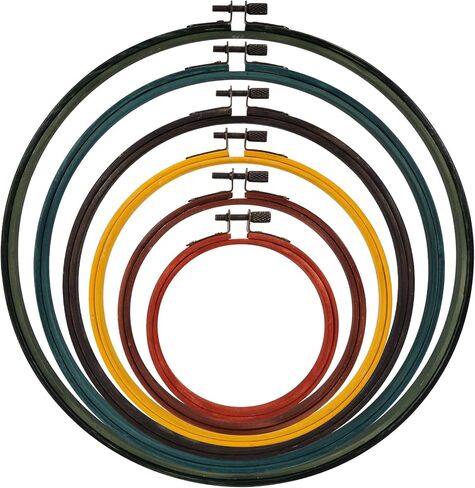 XEmbro 6 Pieces 6 Size Vintage Embroidery Hoops Bamboo Cross Stitch Needlework Circle Rings for Craft Sewing and Ornaments in Kuwait