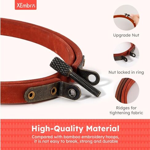 XEmbro 6 Pieces 6 Size Vintage Embroidery Hoops Bamboo Cross Stitch Needlework Circle Rings for Craft Sewing and Ornaments in Kuwait