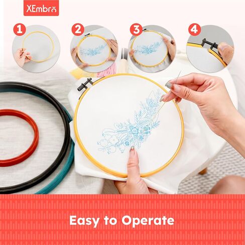 XEmbro 6 Pieces 6 Size Vintage Embroidery Hoops Bamboo Cross Stitch Needlework Circle Rings for Craft Sewing and Ornaments in Kuwait