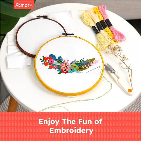 XEmbro 6 Pieces 6 Size Vintage Embroidery Hoops Bamboo Cross Stitch Needlework Circle Rings for Craft Sewing and Ornaments in Kuwait