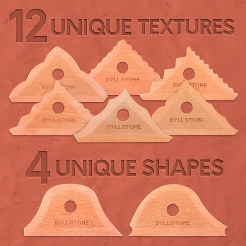 Byllstore Pottery Ribs & Trimming Tools | 2 Foot Shaper Tools | 4 Clay Texture Ribs | Solid Beech Wood | Several Pack Options (2-Pack) in Kuwait