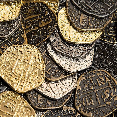 Beverly Oaks Metal Pirate Coins - Gold and Silver Spanish Doubloon Replicas - Fantasy Metal Coin Pirate Treasure (30-Coins) in Kuwait