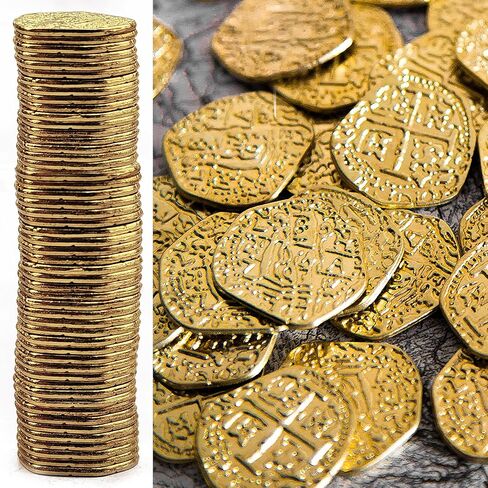 Beverly Oaks Metal Pirate Coins - Gold and Silver Spanish Doubloon Replicas - Fantasy Metal Coin Pirate Treasure (30-Coins) in Kuwait