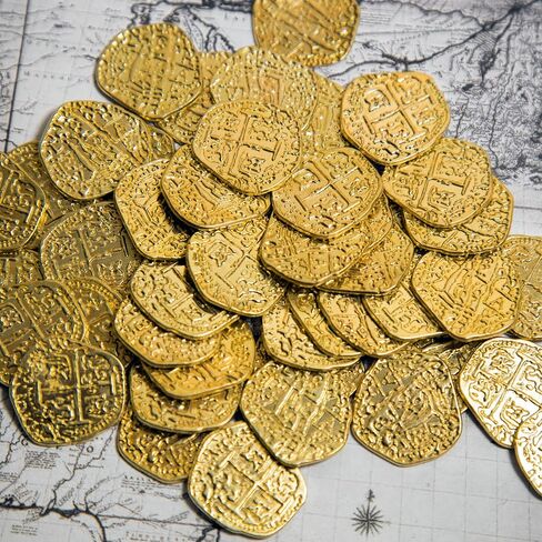 Beverly Oaks Metal Pirate Coins - Gold and Silver Spanish Doubloon Replicas - Fantasy Metal Coin Pirate Treasure (30-Coins) in Kuwait