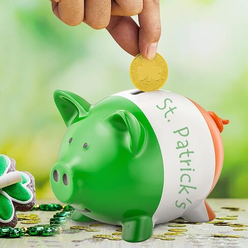 SpinLaLa St. Patrick's Day Gold Coins - 100 Pieces Gold Green Lucky Coins Plastic Shamrock Leprechaun Coins, 3-Leaf Clover Coin for Party Decoration Favors in Saudi Arabia