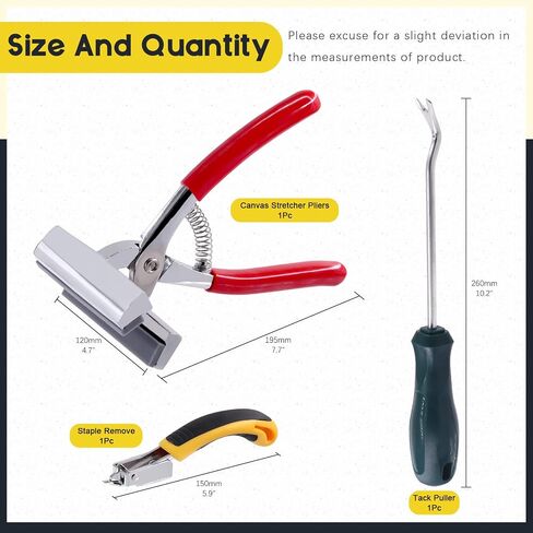 Mardatt 3 Pcs Heavy Duty Canvas Stretcher Pliers and Staple Remover and Tack Puller Tool, Aluminum Alloy Canvas Stretching Pliers with Spring Rubber Handle for Stretching Canvas Clamp Oil Painting in Saudi Arabia
