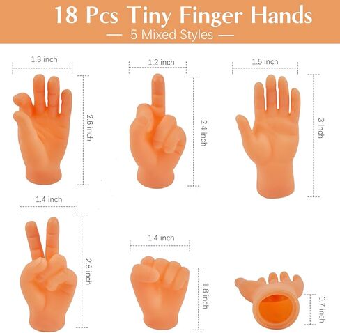 18 قطعة من الأيدي الصغيرة للأصابع، دمى أصابع مطاطية صغيرة ألعاب يدوية مصغرة واقعية للأطفال، عرض الدمى، هدايا حفلات الهالوين (5 أنماط) in Kuwait