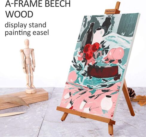 حامل عرض حامل للطاولة مقاس 25 بوصة من Falling in Art Beechwood للرسم - يحمل قماشًا يصل ارتفاعه إلى 22 1/2 بوصة، حامل ثلاثي القوائم للفنان على شكل حرف A مع أقدام مطاطية، حامل صور ولافتات محمول in Kuwait