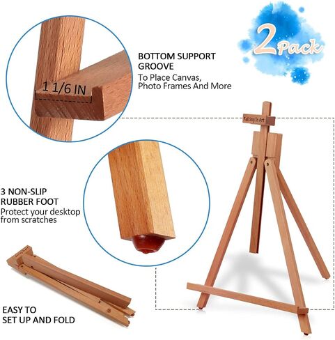 حامل عرض حامل للطاولة مقاس 25 بوصة من Falling in Art Beechwood للرسم - يحمل قماشًا يصل ارتفاعه إلى 22 1/2 بوصة، حامل ثلاثي القوائم للفنان على شكل حرف A مع أقدام مطاطية، حامل صور ولافتات محمول in Kuwait
