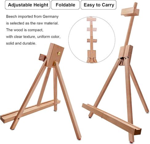 Miratuso Art Easel (عبوتان) حامل رسم على شكل حرف A، حامل عرض خشبي يحمل قماشًا يصل ارتفاعه إلى 22 بوصة، حامل طاولة محمول وحامل لافتات، حامل سفر قابل للطي، سهل الحمل in Kuwait
