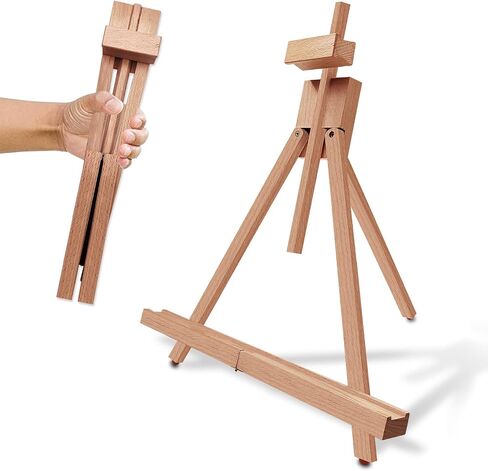 Miratuso Art Easel (عبوتان) حامل رسم على شكل حرف A، حامل عرض خشبي يحمل قماشًا يصل ارتفاعه إلى 22 بوصة، حامل طاولة محمول وحامل لافتات، حامل سفر قابل للطي، سهل الحمل in Kuwait