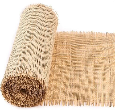 18" Width Square Rattan Cane Webbing Roll 2 Feet for Caning Projects Fine Radio Net Mesh Pre - Woven Open Mesh Cane Cane Webbing Sheet Natural Rattan Cane Webbing Roll for Cabinet Chair (2 Feet) in Kuwait