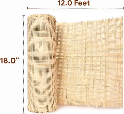 18" Width Square Rattan Cane Webbing Roll 2 Feet for Caning Projects Fine Radio Net Mesh Pre - Woven Open Mesh Cane Cane Webbing Sheet Natural Rattan Cane Webbing Roll for Cabinet Chair (2 Feet) in Kuwait