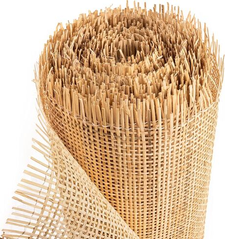 18" Width Square Rattan Cane Webbing Roll 2 Feet for Caning Projects Fine Radio Net Mesh Pre - Woven Open Mesh Cane Cane Webbing Sheet Natural Rattan Cane Webbing Roll for Cabinet Chair (2 Feet) in Kuwait